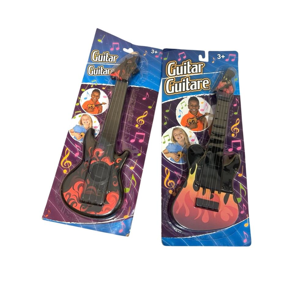 Set of 2 Mini Toy Guitars Musical Instruments 11x4 inch